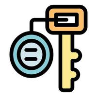Hotel room key with round key fob hanging showing two horizontal lines vector