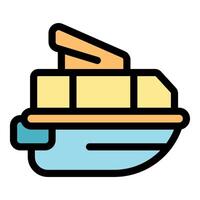 River boat floating on water with open roof and navigation system vector