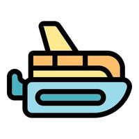 Hovercraft floating on water with big cabin and windows vector
