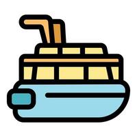 Ferry boat navigating calm waters with two smokestacks vector