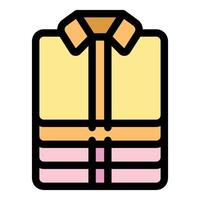 Stack of folded shirts with collars and ties, laundry icon vector