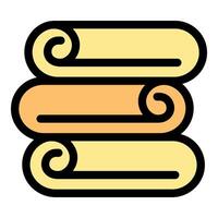 Stack of rolled up fabric or documents forming a neat pile vector
