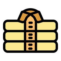 Folded shirts stacked neatly creating a pile of clothes vector