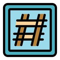 Hashtag symbol filling a square with rounded corners and a light blue background vector