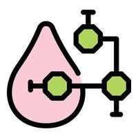Blood drop showing molecular structure connected with green molecules vector