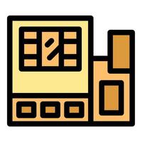 Payment terminal processing credit card showing percentage sign and buttons vector
