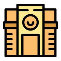 Modern government building with a friendly symbol, promoting trust and accessibility vector