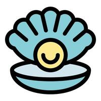 Open shell showing a smiling pearl inside, a precious jewel from the sea vector