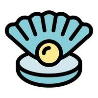 Open shell showing beautiful round pearl inside vector