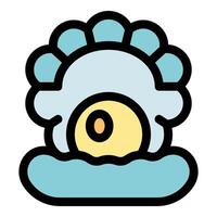 Open pearl showing its precious inner gem with soft blue and yellow tones vector
