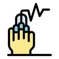 Hand clicking computer mouse generating digital signal waveform vector
