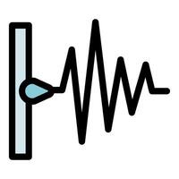 Sensor recording seismic activity and showing earthquake signal vector