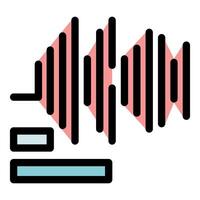 Audio player showing sound wave and playback controls vector