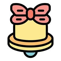 Yellow notification bell with pink bow, delivering important updates with style vector