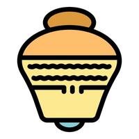 Spinning top toy with ornate details rotating and balancing on its point vector