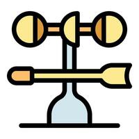 Anemometer measuring wind speed and direction with rotating cups and vane vector