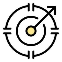 Target with arrow pointing to the center representing marketing goal achievement vector