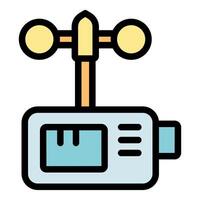 Anemometer measuring wind speed and direction with digital display vector