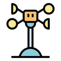 Anemometer measuring wind speed and direction for meteorology vector