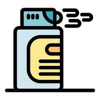 Pocket lighter emitting a flame, portable device for igniting fire vector