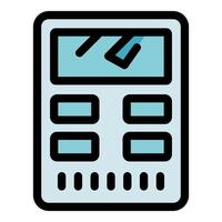 Calculator icon showing check mark confirming calculation result vector