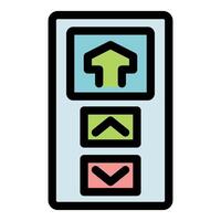Elevator control panel showing up and down arrows and open door button vector