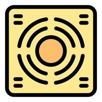Wireless charger pad emitting radio waves, depicted with concentric circles and signal lines vector