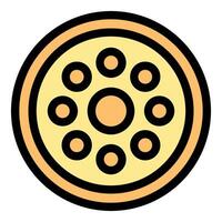 Round electrical connector showing connecting pins in yellow and black vector