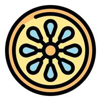 Round citrus fruit icon showing a juicy lemon or grapefruit slice vector