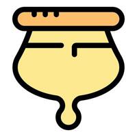 Honey dripping from honey pot with wooden dipper stick vector