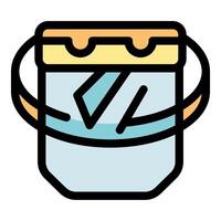 Cleaning bucket with handle filled with water for washing and chores vector