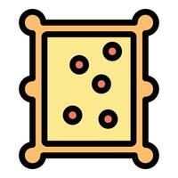 Square cracker with five small red circles representing sesame seeds displayed on white background vector