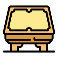 Empty billiards table with yellow surface and wooden frame standing on short legs vector