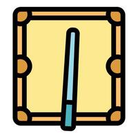 Billiard cue resting on empty billiard table, top view vector