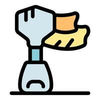 Immersion blender mixing food with whisk attachment icon vector