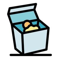 Open cardboard box containing dental floss and toothpick vector