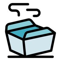 Open steaming noodle box emitting vapor vector