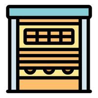 Automatic garage door closing with roller shutter and window panel vector