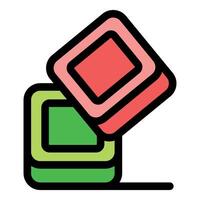 Two colorful cubes interacting creating dynamic composition vector