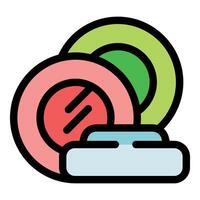 Sushi rolls with salmon and avocado resting on a rectangular plate, ready to be served vector