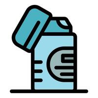 Open pocket lighter generating a flame for lighting cigarettes vector