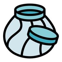 Open empty jar with lid beside, ready for filling vector