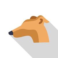 Greyhound dog head looking sideways in flat design with long shadow vector