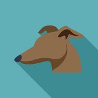Greyhound dog head looking right in flat design style with long shadow vector