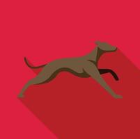 Greyhound running fast on red background with long shadow vector