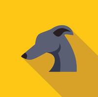 Greyhound dog head looking right on yellow background with long shadow vector