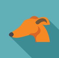 Greyhound dog head profile creating long shadow on turquoise background vector