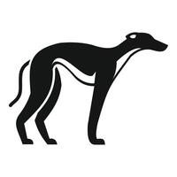 Greyhound standing side view, simple black and white silhouette vector