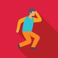 Man running and looking far away on red background vector
