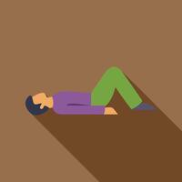 Man lying on floor doing core exercise with bent knees vector